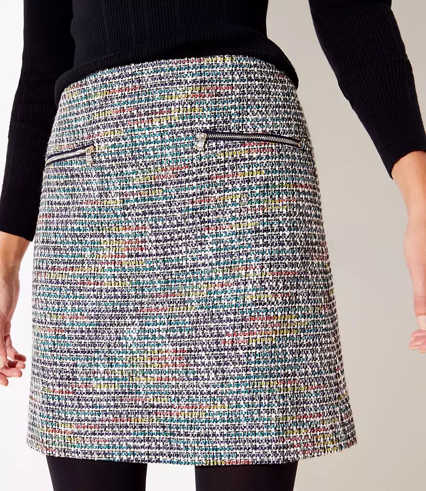 Tweed Zip Pocket Shift Skirt | LOFT