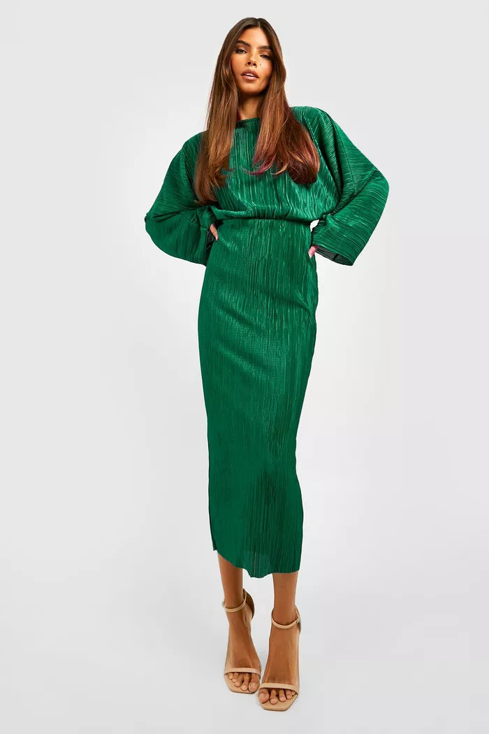 Plisse Batwing Midaxi Dress | Boohoo.com (US & CA)