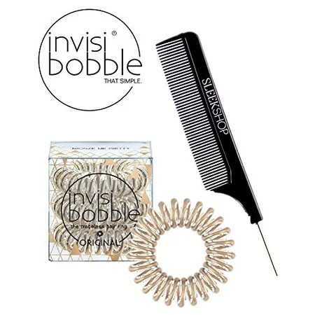 Invisibobble Traceless Hair Ring (with Sleek Steel Pin Tail Comb) (Original / Bronze Me Pretty - 3 p | Walmart (US)