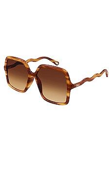 Chloe Zelie Square in Shiny Blonde Havana, Double Gradient Brown, & Orange from Revolve.com | Revolve Clothing (Global)