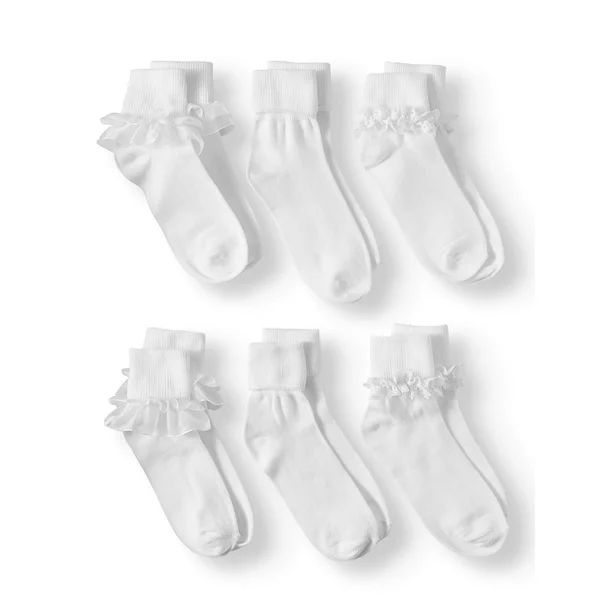 Wonder Nation Girls Dress Socks 6-Pack, Sizes S-L | Walmart (US)