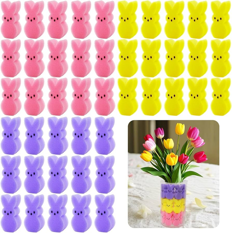 45pcs Easter Peeps Sponge Bunnies Vase Filler Set Easter Decorations Spring Decor Home Indoor Dec... | Amazon (US)