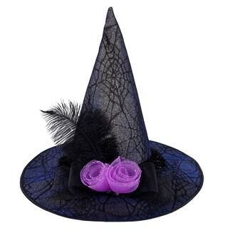Black & Purple Spider Web Witch Hat with Flowers by Imagin8® | Michaels Stores