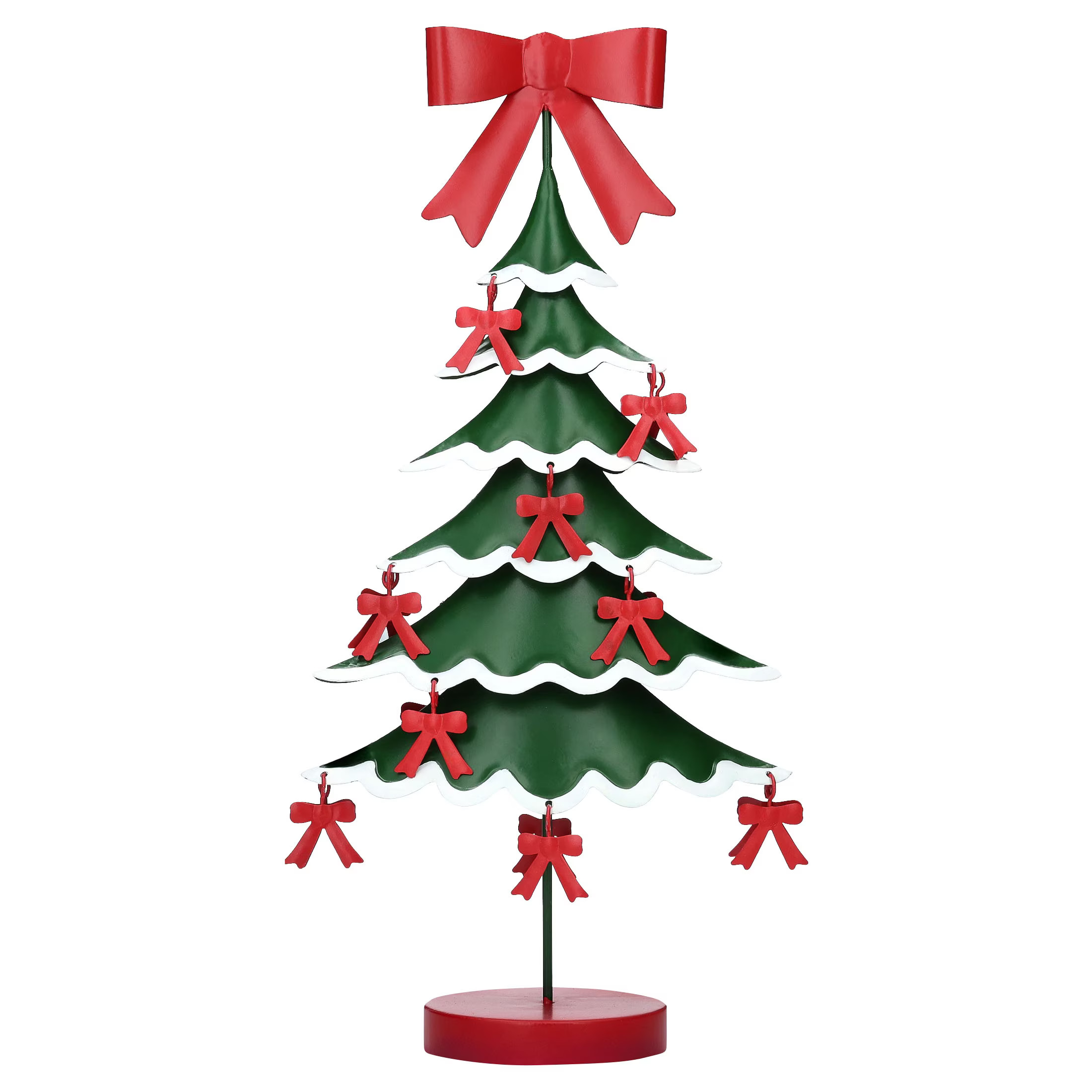 Medium Metal Christmas Tree with Bows Decoration, Red/Green/White, 14.5", by Holiday Time | Walmart (US)