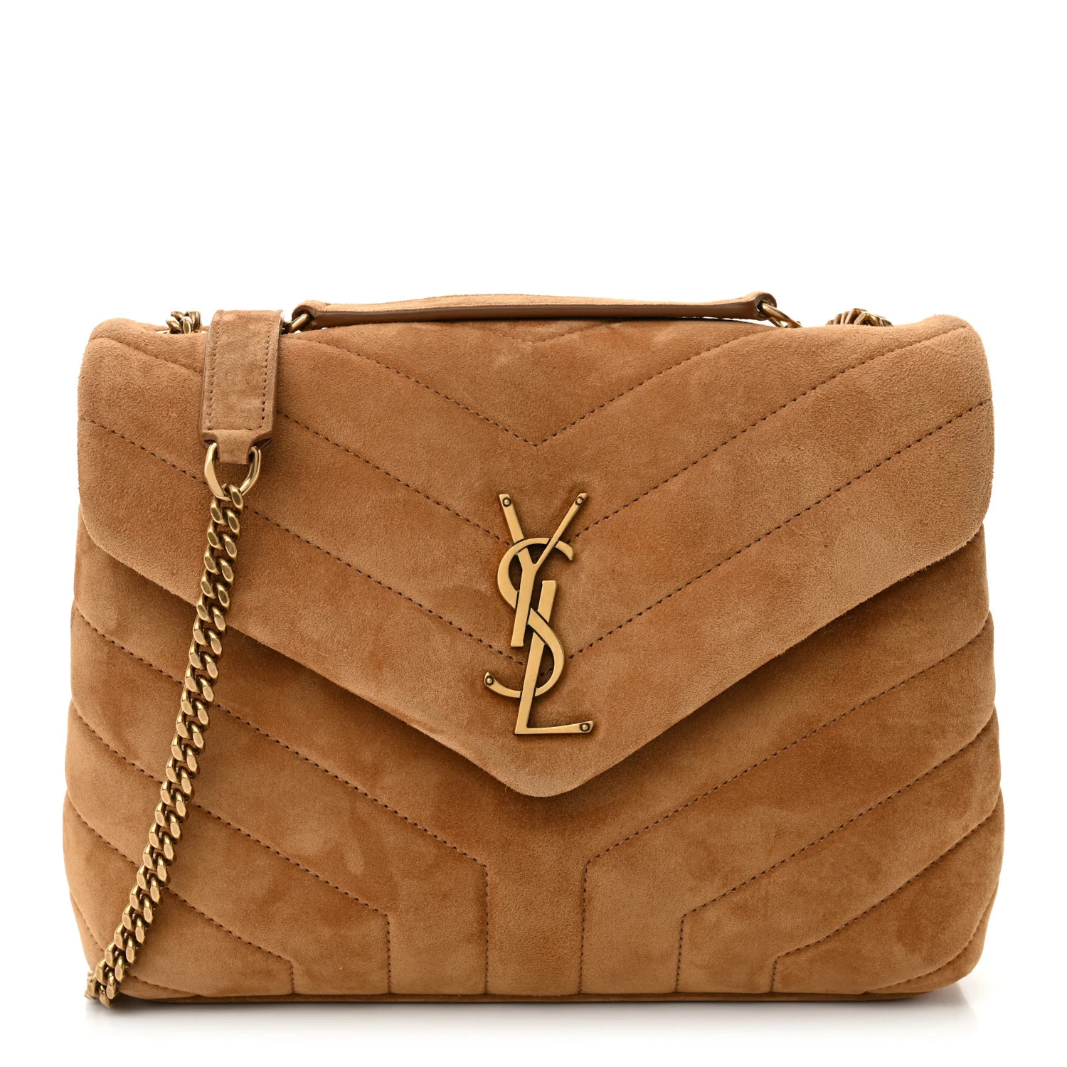 Suede Calfskin Y Quilted Monogram Small Loulou Chain Satchel Cinnamon | FASHIONPHILE (US)