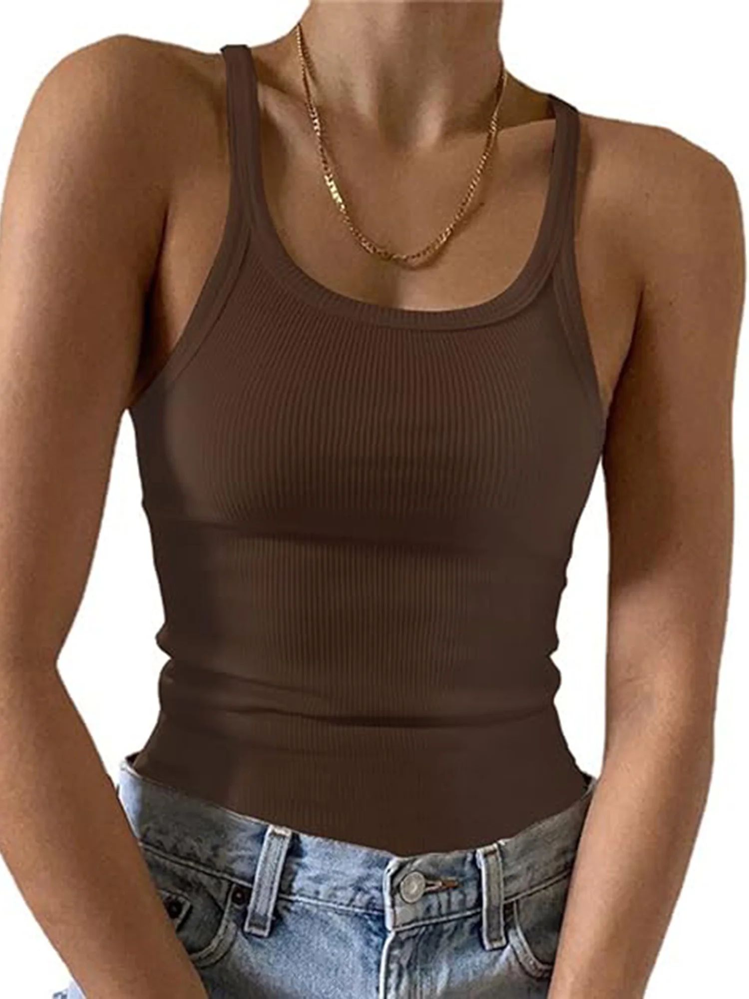 UVN Tank Tops for Women Ribbed Knit Sleeveless Tops Casual Camisoles Slim Fitted Basic Tank Tops | Walmart (US)