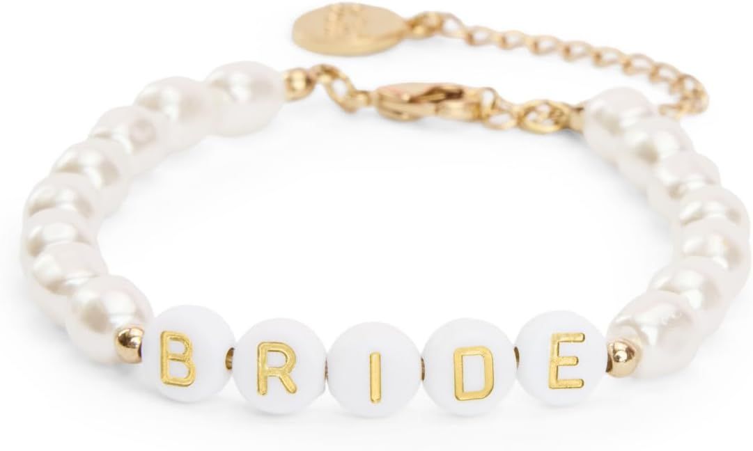 xo, Fetti Bride Pearl Beaded Bracelet - 7" | Bride to Be Jewelry, Bachelorette Party Decorations,... | Amazon (US)