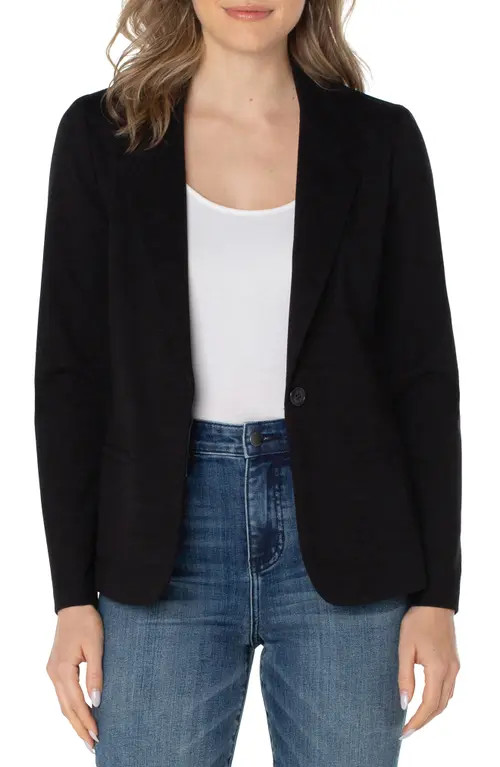 Liverpool Los Angeles Fitted Knit Blazer in Black at Nordstrom, Size X-Large P | Nordstrom