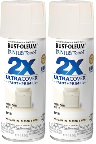 Rust-Oleum 249076 Painter's Touch 2X Ultra Cover Spray Paint, 12 oz, Satin Heirloom White (Pack of 2) | Amazon (US)
