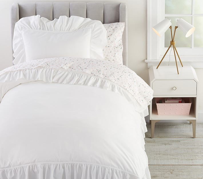 Washed Cotton Ruffle Organic Duvet Cover & Shams | Pottery Barn Kids