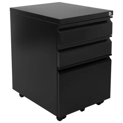 Mount-It! Mobile Vertical File Cabinet with Three Drawers | Under Desk Rolling Storage | Wayfair North America