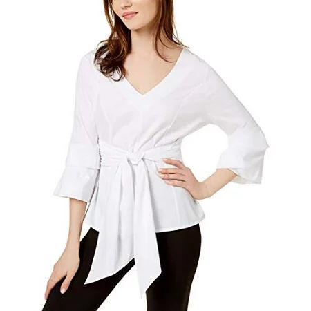 INC Angel-Sleeve Tie-Front Top White M Womens shirt MSRP $91 White M | Walmart (US)