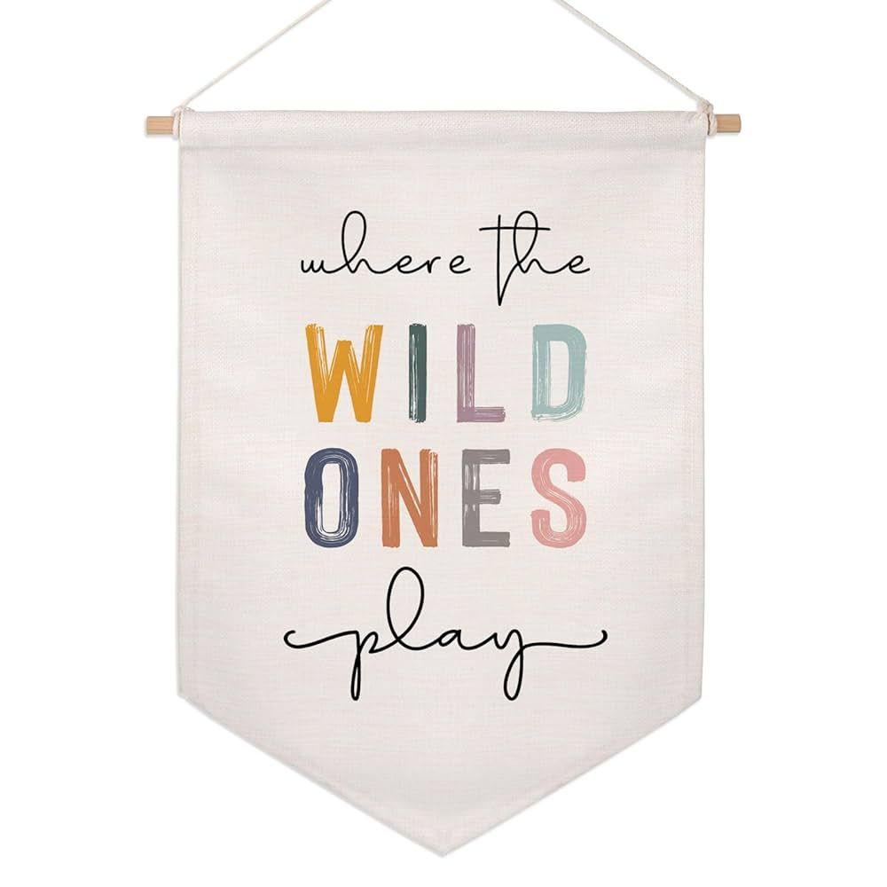 Where The Wild Ones Play Banners, Nursery Wall Hanging, Playroom Wall Decor, Toddler Room Decor, ... | Amazon (US)