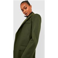 Womens Tall Double Breasted Pocket Wool Look Coat - Green - 8 | NastyGal UK