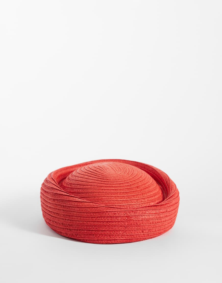 ASOS DESIGN straw pillbox hat in red | ASOS (Global)