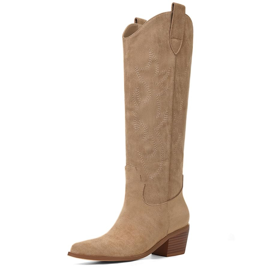 VIMISAOI Western Cowboy Boots for Women Knee High Wide Calf Cowgirl Boots with Embroidered Design... | Amazon (US)