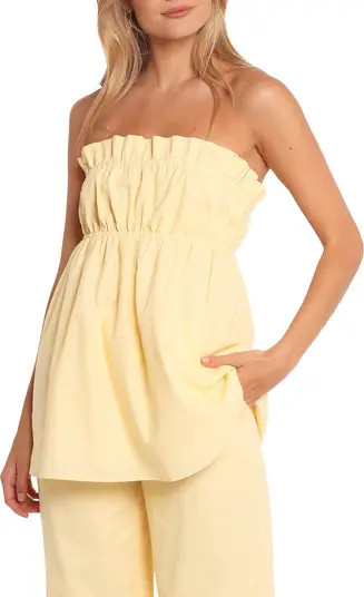 Ember Strapless Cotton & Linen Tunic Top | Nordstrom