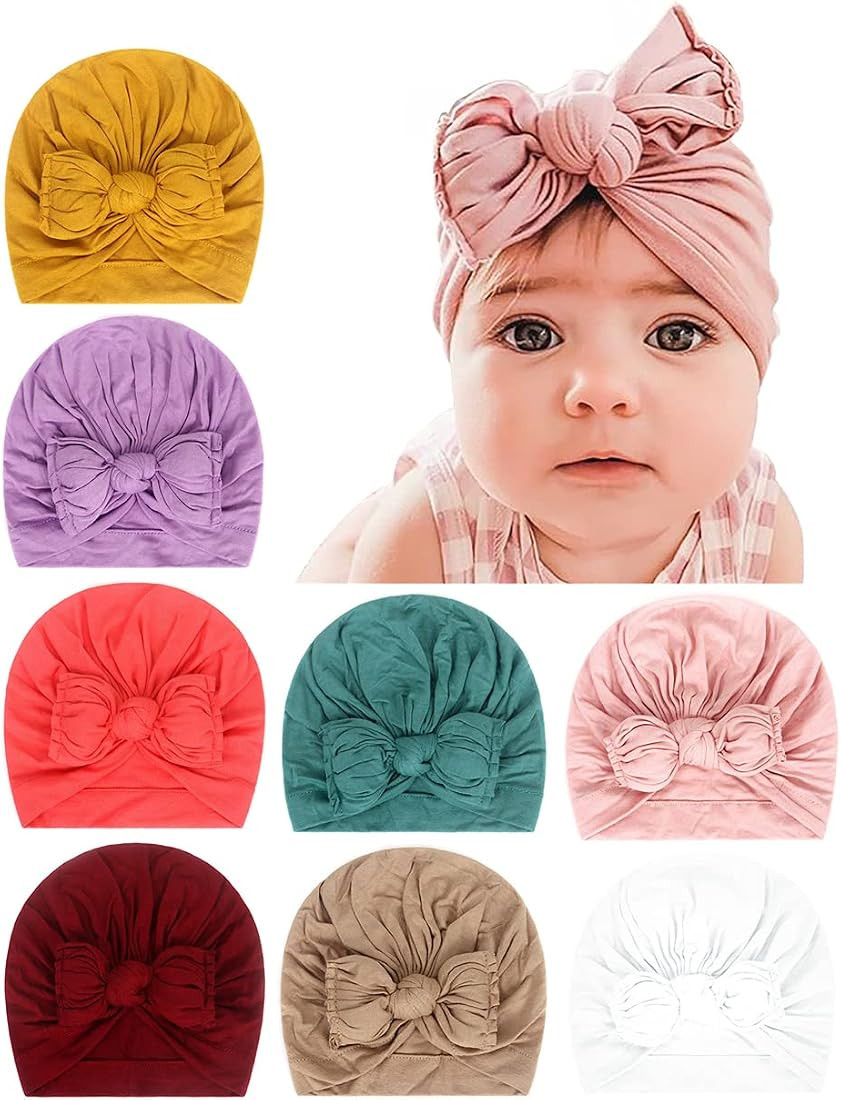 QandSweat Baby Girls' Hats & Caps Knotted Turban Cute Toddler Hat Hair Accessories 3-36M | Amazon (US)