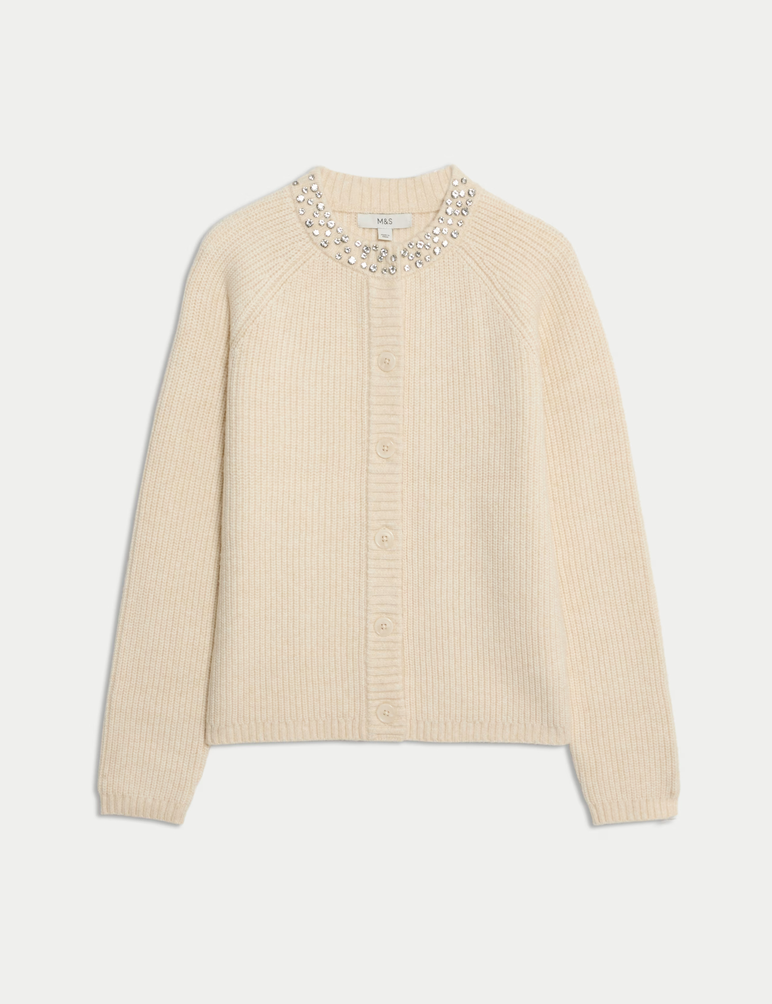 Textured Embellished Button Front Cardigan | Marks & Spencer (UK)