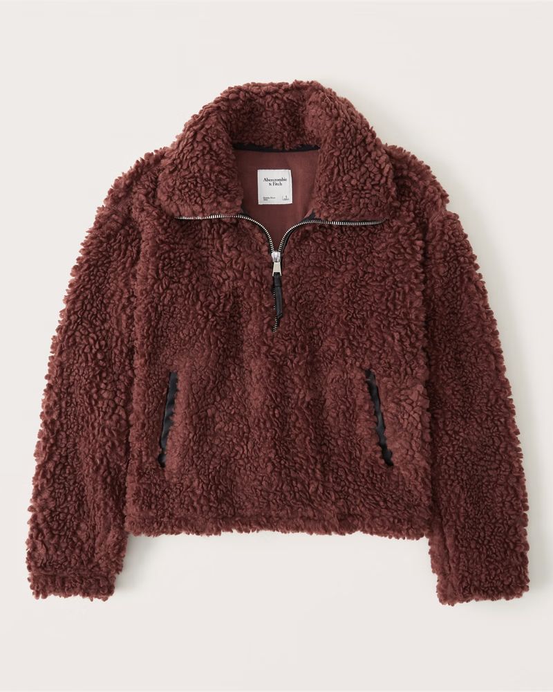 Women's Sherpa Half-Zip Sweatshirt | Women's Clearance | Abercrombie.com | Abercrombie & Fitch (US)