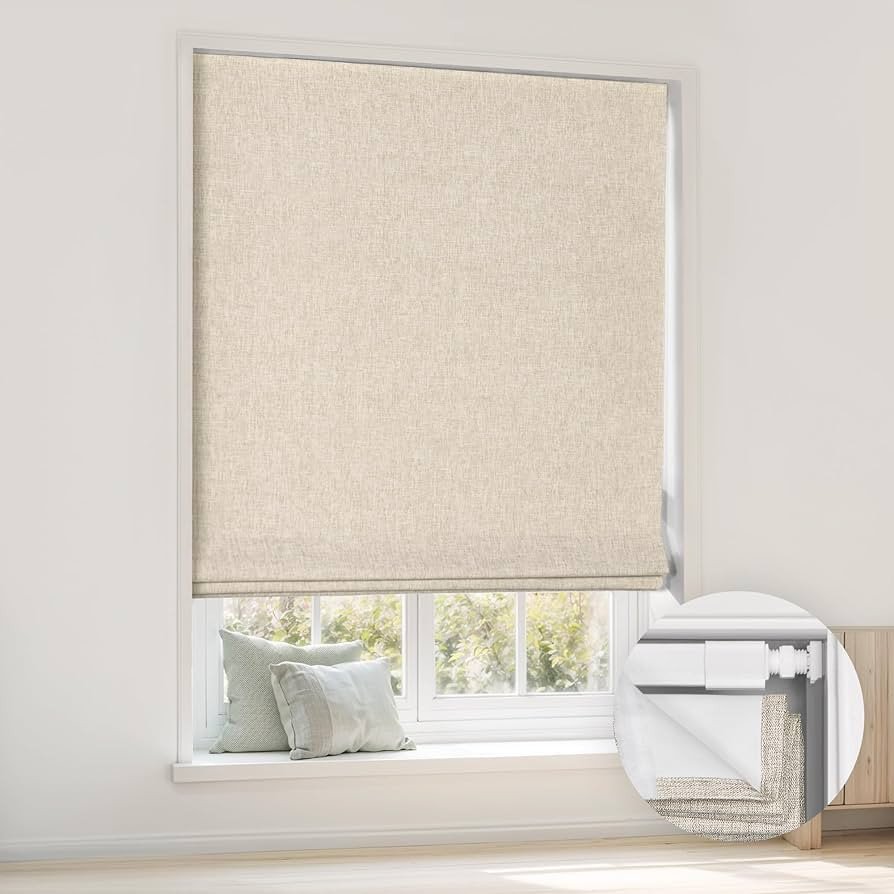 LazBlinds No Tools No Drill Cordless Roman Shades for Windows, Blackout Thermal Insulated UV Bloc... | Amazon (US)
