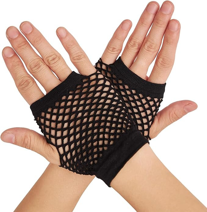 Short Fishnet Gloves Fingerless For Women Fish Net Mesh Emo Goth 80s Scene Accessories | Amazon (US)