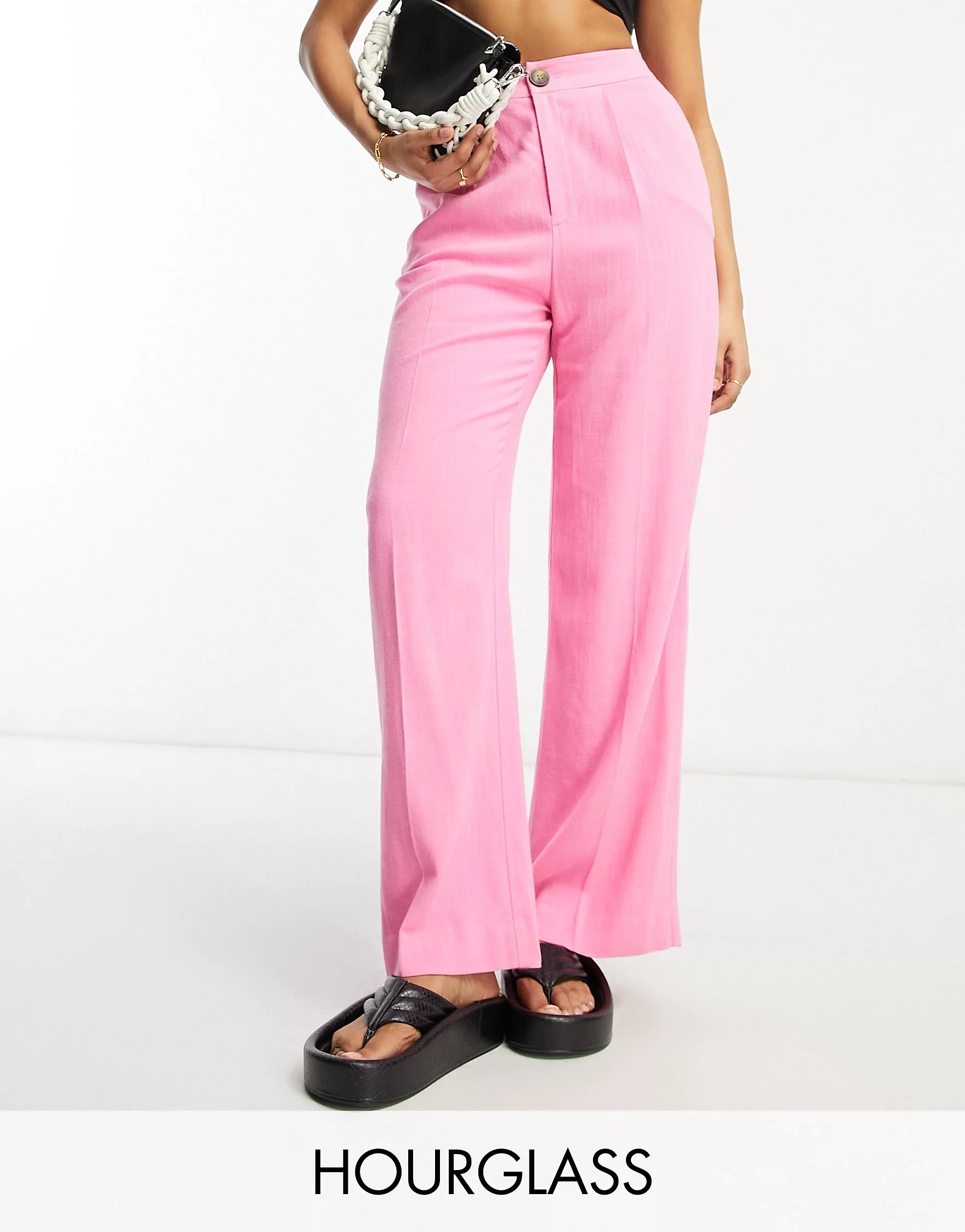 ASOS DESIGN Hourglass relaxed pants in pink | ASOS (Global)