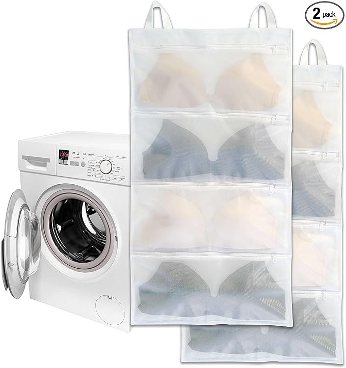 Bra laundry bags for washing machine, 2pc, Holds 8 A-D cups sizes, Cleans, Drys, Storage and Dust... | Amazon (US)