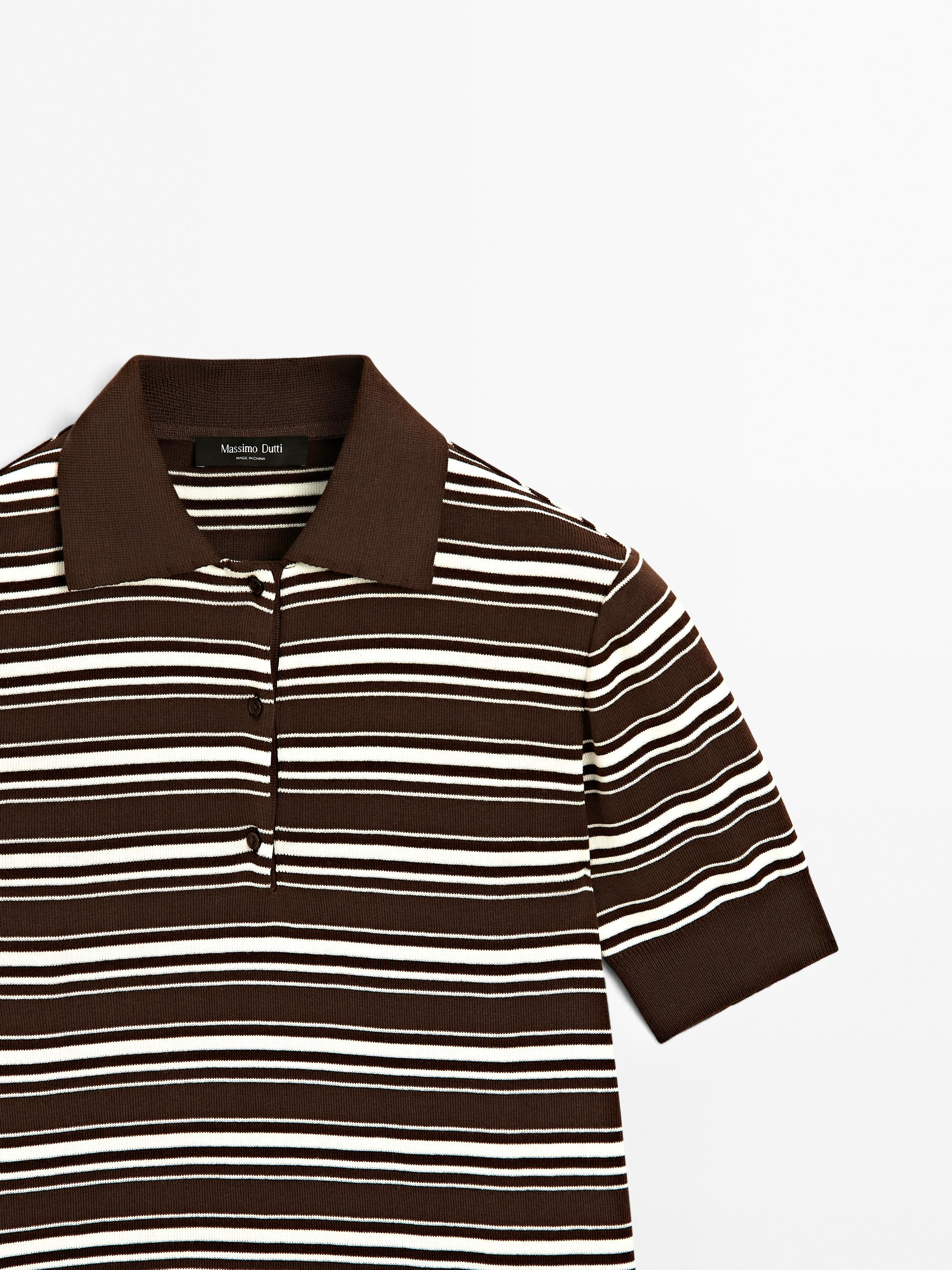 100% cotton polo shirt with striped details | Massimo Dutti UK