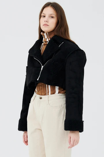 Harlow Faux Shearling Cropped Jacket | Storets (Global)