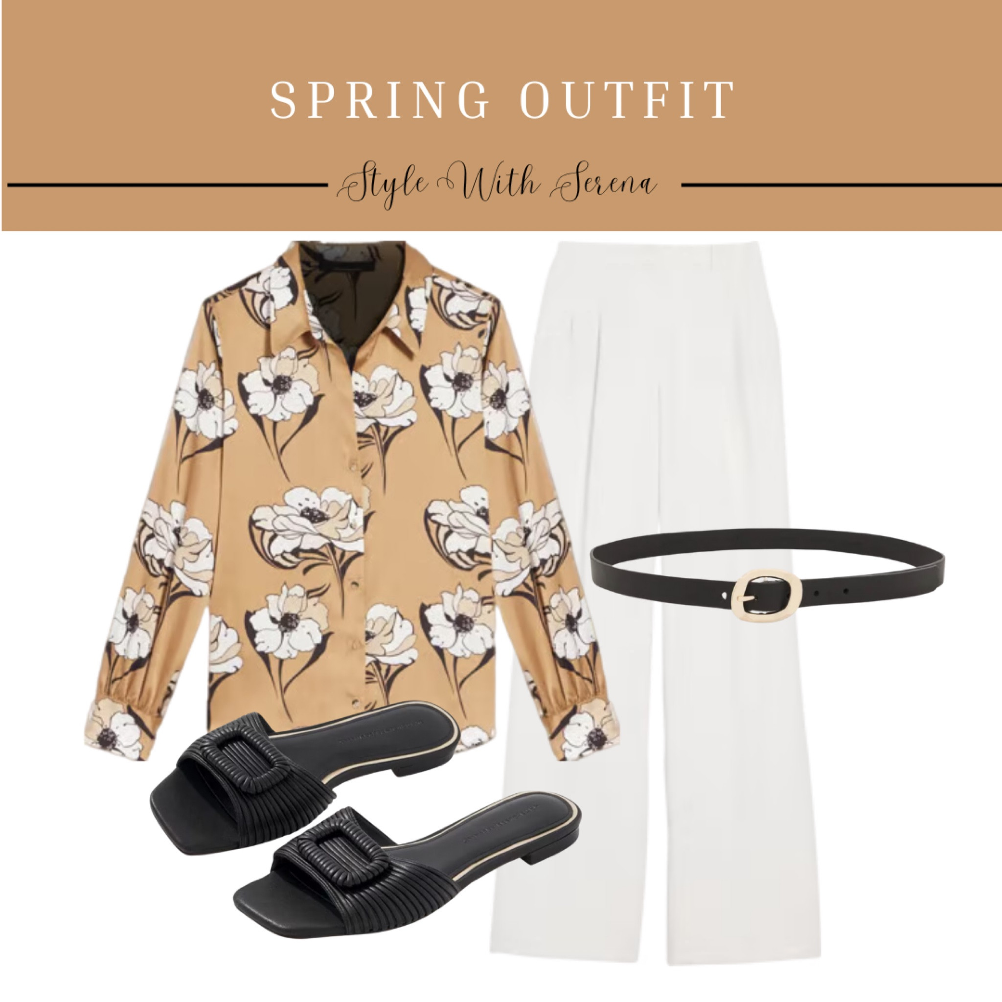 Spring outfit, floral blouse, spring blouse, white pants, sandals, belt, work outfit 

#LTKStyleTip #LTKWorkwear #LTKFindsUnder100