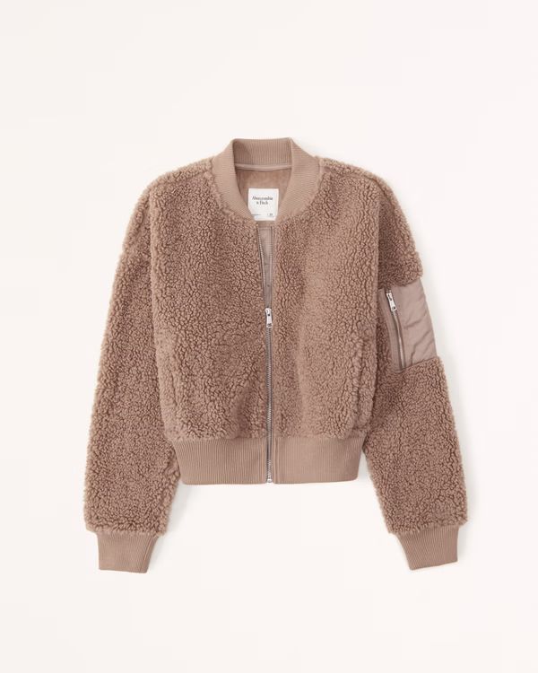 Women's Sherpa Bomber Jacket | Women's Up To 40% Off Select Styles | Abercrombie.com | Abercrombie & Fitch (US)
