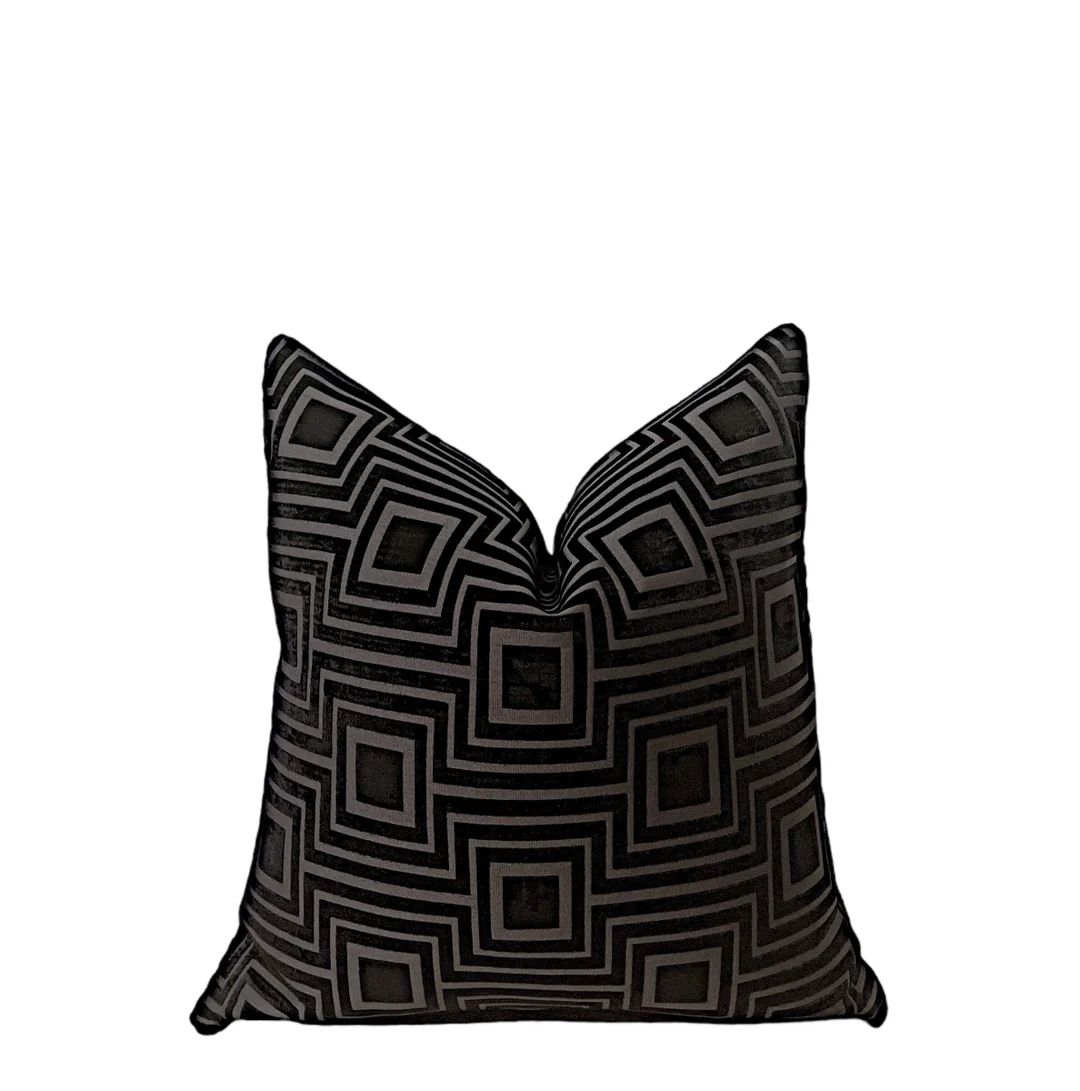 Black Pillow Cover Velvet Texture Throw Pillow for Sofa - Etsy | Etsy (US)