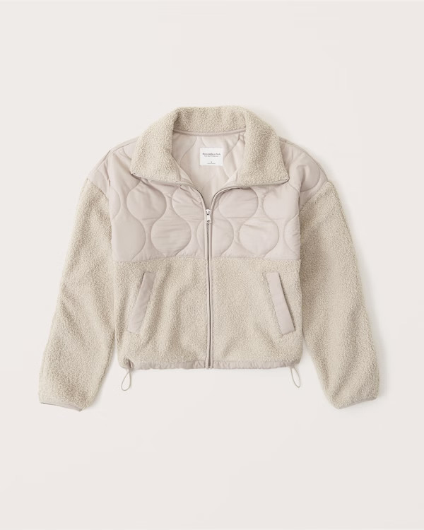 Women's Cinched Cocoon Sherpa Quilted Full-Zip | Women's Tops | Abercrombie.com | Abercrombie & Fitch (US)