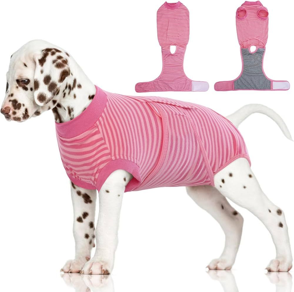 FUAMEY Recovery Suit for Dogs Cats After Surgery,Soft Breathable Pet Bodysuit E-Collar & Cone Alt... | Amazon (US)
