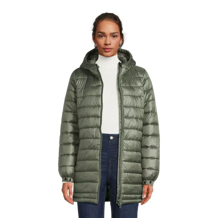 Swiss Tech Women's Hooded Mid Length Puffer Jacket, Sizes XS-3X | Walmart (US)