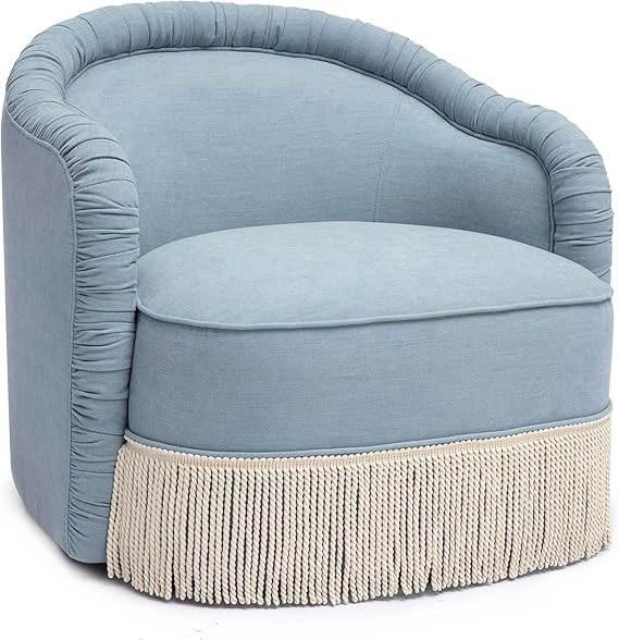 Tov Furniture Pamela Faded Blue Recycled Fabric Tassel Lounge Chair | Amazon (US)
