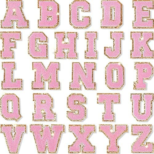Letter Patches,26 Pieces Glitters Alphabet Iron On Patches,A-Z Letter Varsity Chenille Patches Stick | Amazon (US)