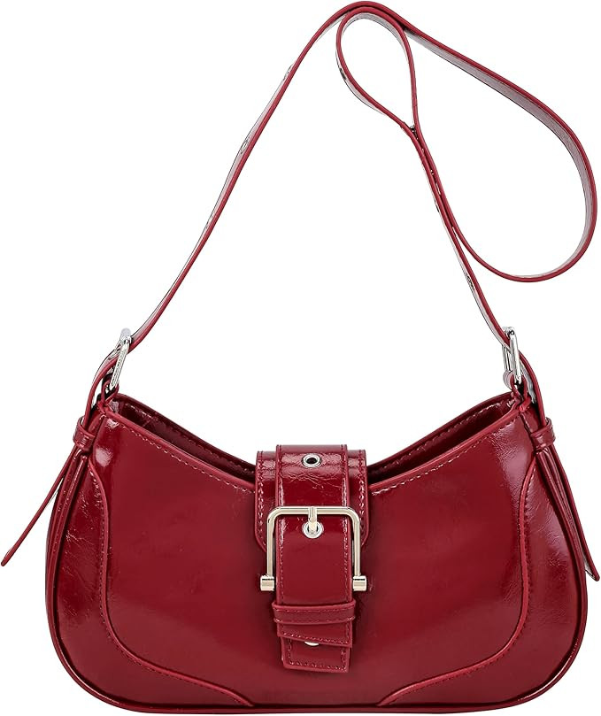 Ayliss Shoulder Bag for Women Red Purse Y2k Top Handle Bag Burgundy Purse Vegan Leather Tote Hand... | Amazon (US)