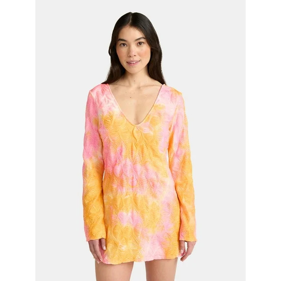 No Boundaries Scrunch Texture Coverup Dress, Women’s | Walmart (US)