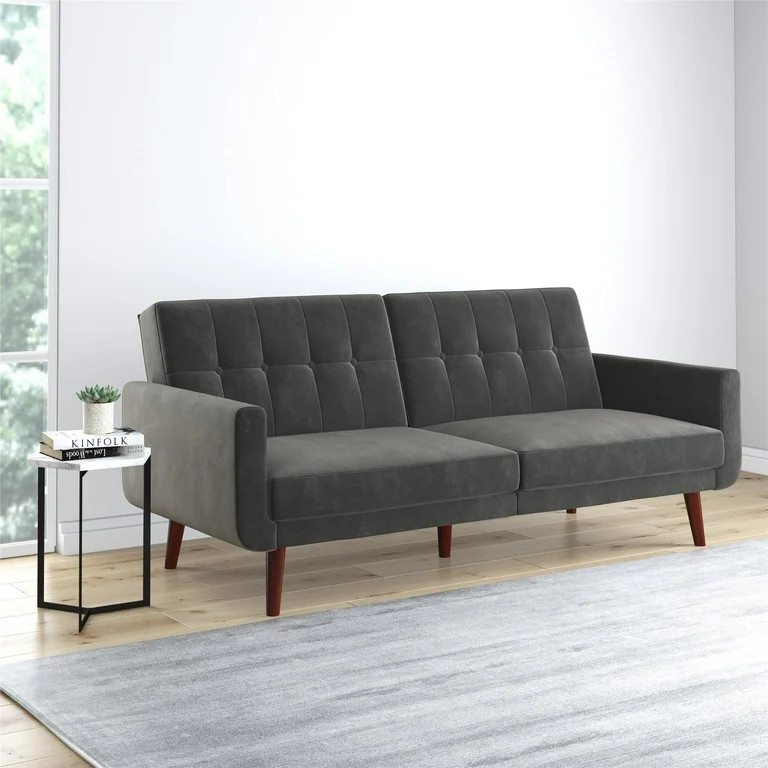 Better Homes & Gardens Nola Modern Futon, Grey Velvet | Walmart (US)