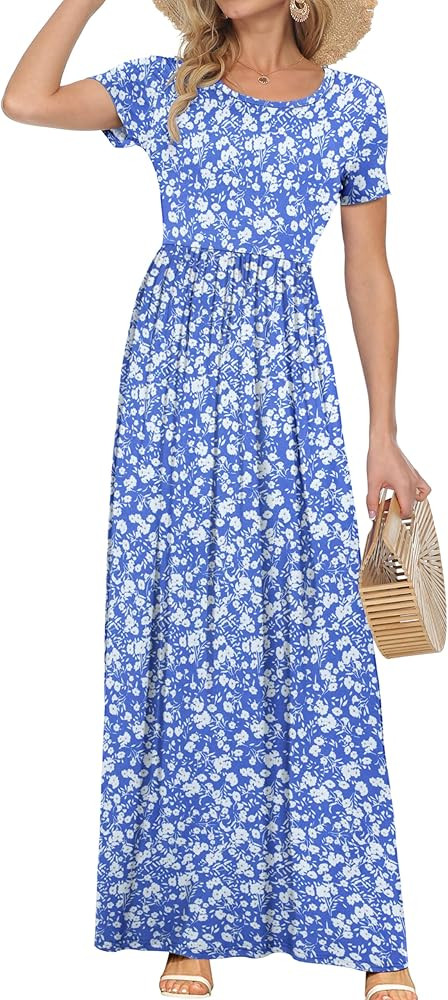 AUSELILY Women's Classic Short Sleeve Loose Plain Casual Long Maxi Dresses for Women 2026 | Amazon (US)