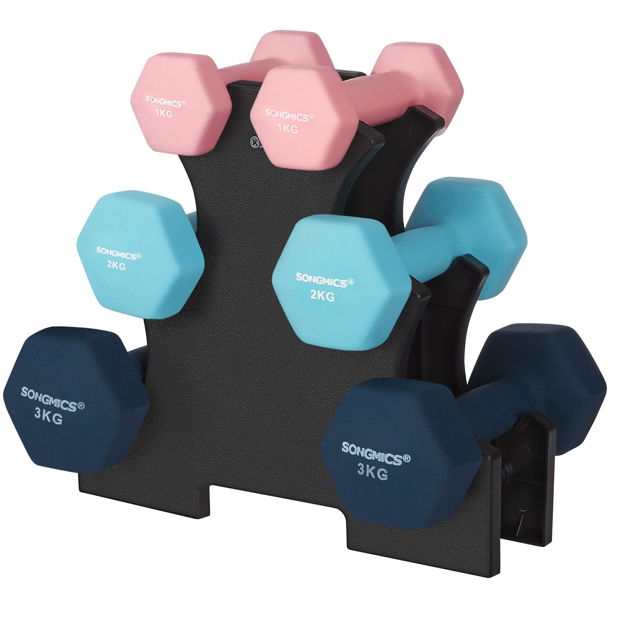 SONGMICS Weight Lifting Dumbbell Kit with Storage Stand, for Fitness, Vinyl Coated | Amazon (UK)