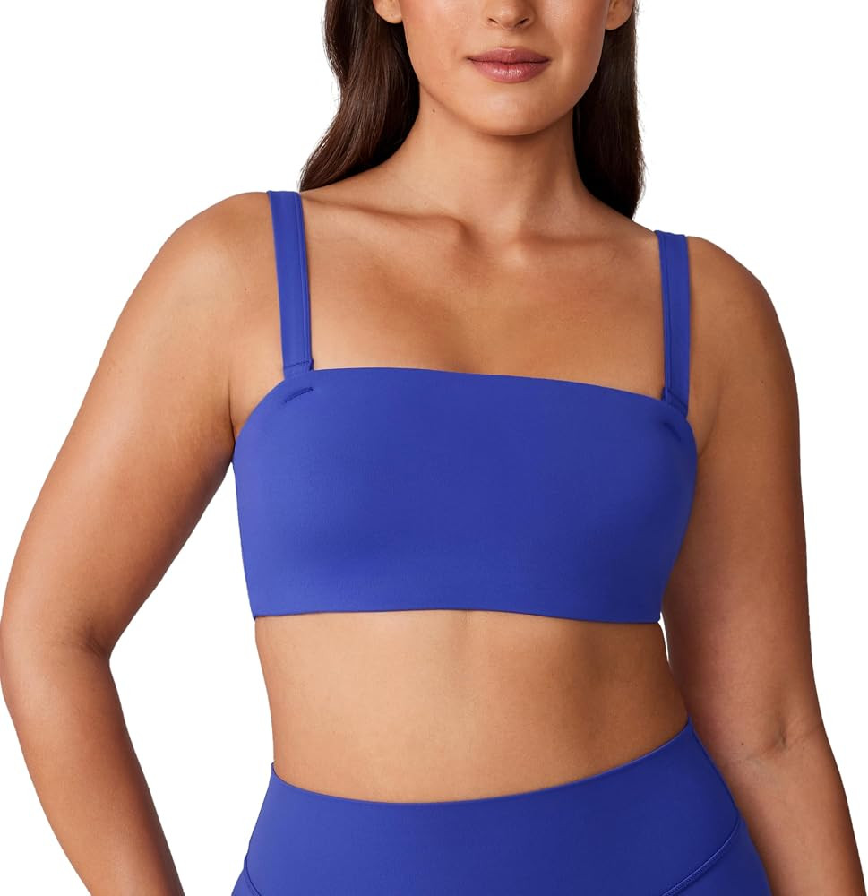 Hugcurve Women's Convertible Sports Bra Bandeau Strapless Tube Top Padded Wireless Yoga Workout | Amazon (US)