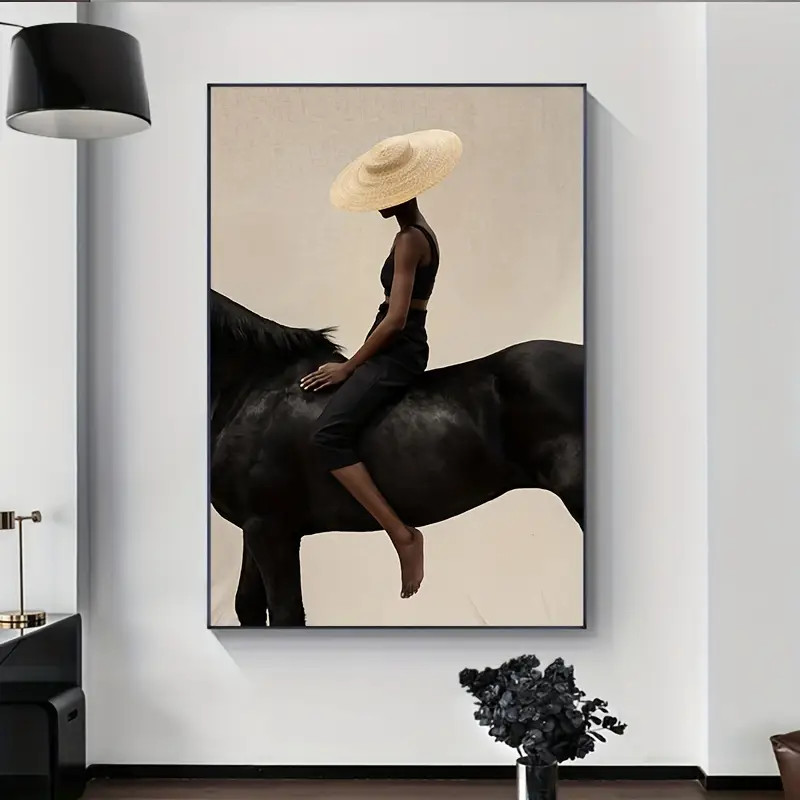 Modern Light Luxury Canvas Poster Black Horse Canvas Wall - Temu | Temu Affiliate Program