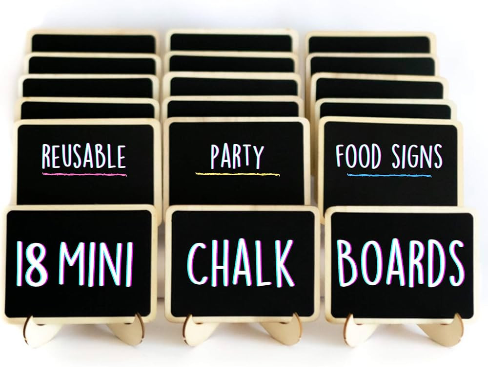 Mini Chalkboard Signs for Food - 18 Small Chalk Signs Including 3 White Chalk Sticks - Food Signs... | Amazon (US)