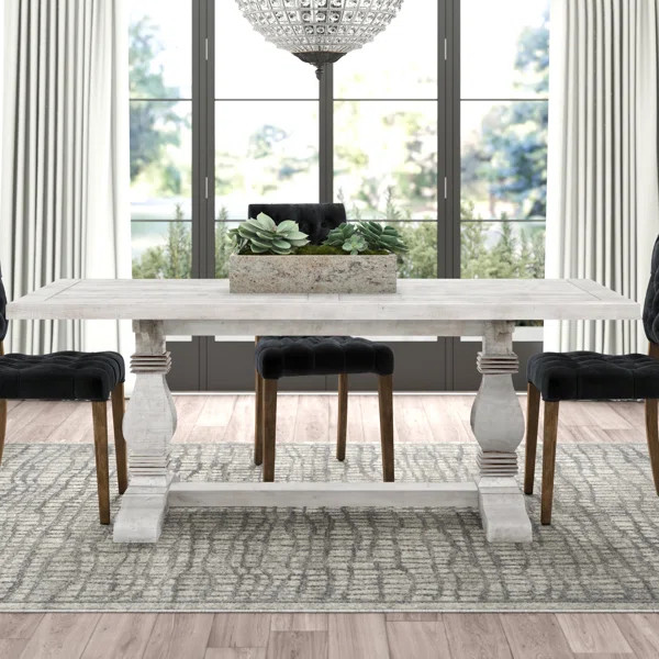 Kinston 78'' Pine Solid Wood Trestle Dining Table | Wayfair North America