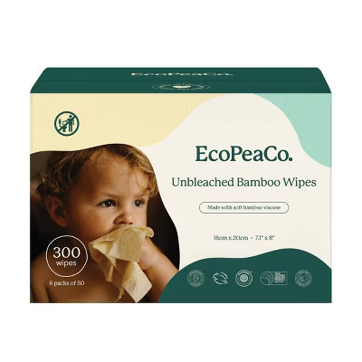 EcoPeaCo. Unbleached Baby Wipes Made with Soft Bamboo Viscose & 99% Water - 300ct/6pk | Target