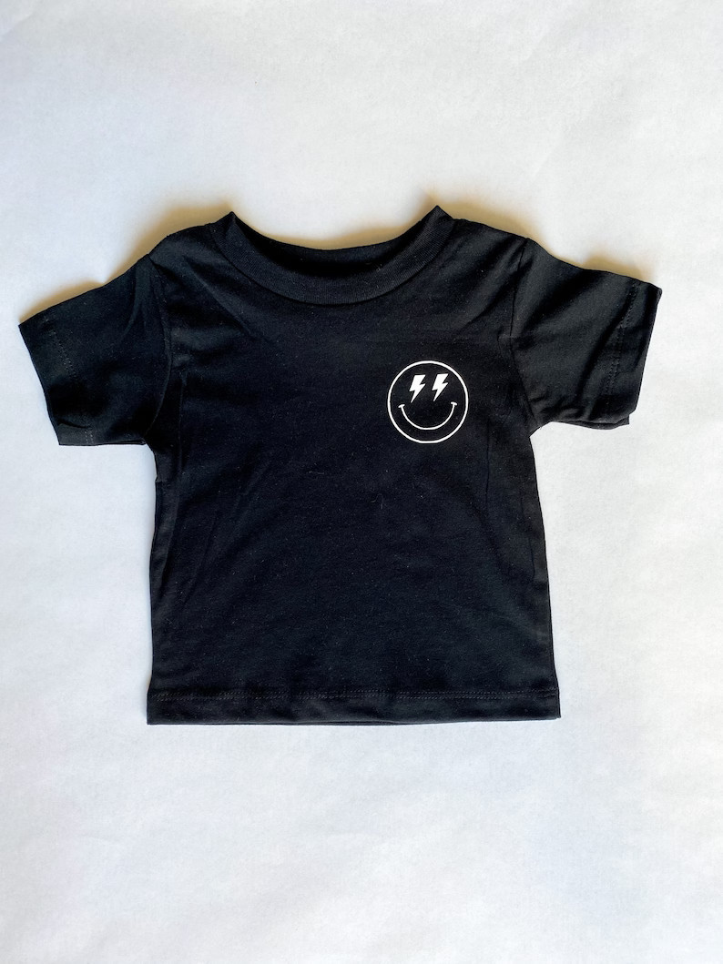 Black Unisex Baby and Kids Smiley Face Tee | Smile Face Shirt | Kids Smile Face Shirt | Etsy (US)