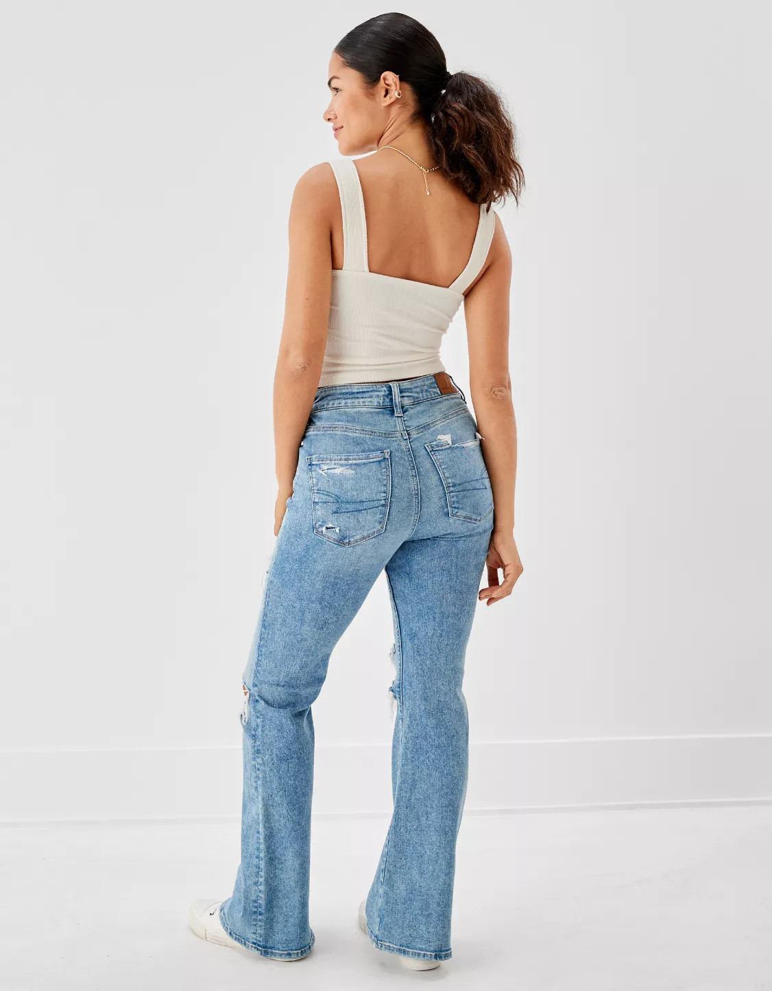 AE Ne(x)t Level Ripped Super High-Waisted Flare Jean | American Eagle Outfitters (US & CA)